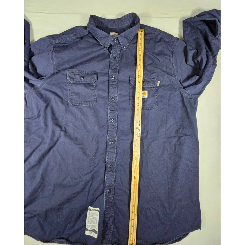 Carhartt FR Flame Resistant Work Shirt Men 4XLT Navy Blue Button Down FRS003 NVY
